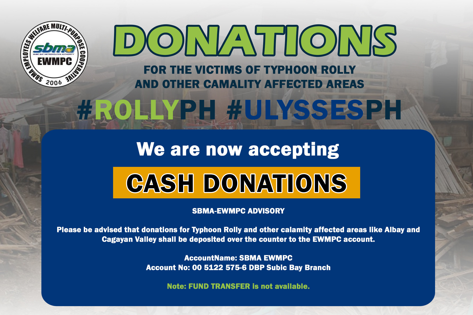 Donations for Typhoon Rolly